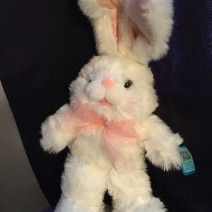 White Plush Bunny with Pink Bow